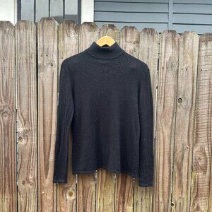 Jessica Holbrook Silk Angora Cashmere Blend Mock Neck Classic Black Sweater S